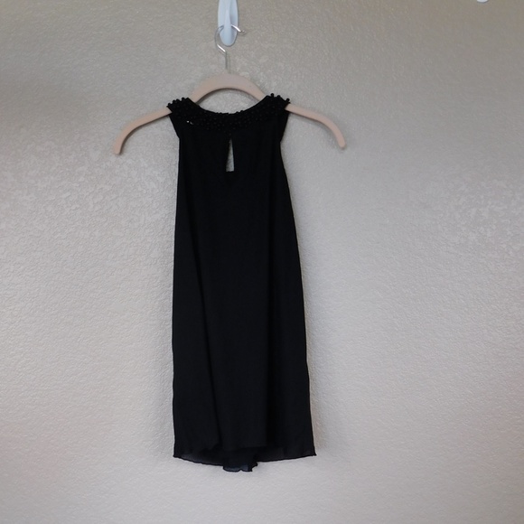 Saks Fifth Avenue Black Beaded Neck Sleeveless Top - Picture 2 of 3